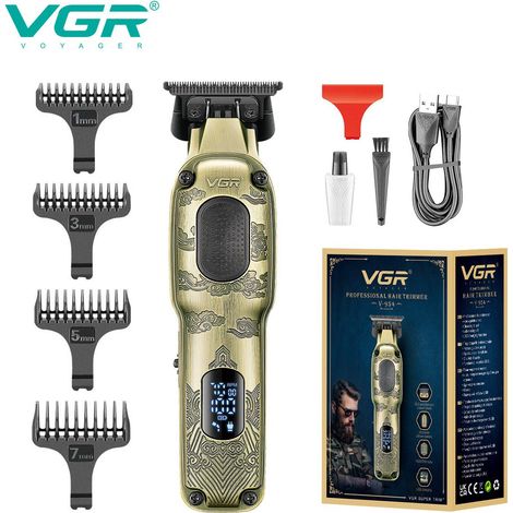 Tondeuse à cheveux en métal avec tête en métal pour application de pommade, tondeuse électrique, rechargeable, tondeuse gravée (1/4)