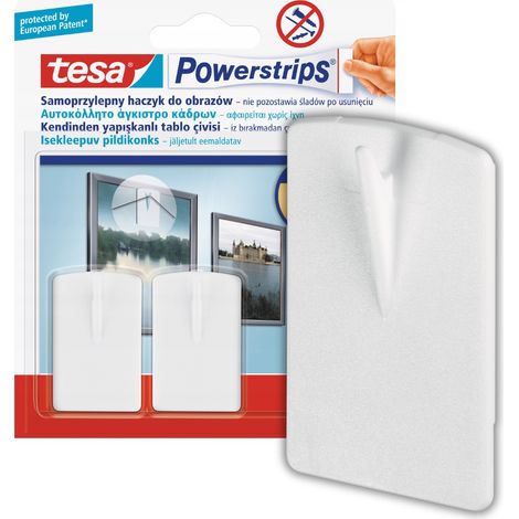 TESA POWERSTRIPS Ganci autoadesivi per quadri e cornici, bianchi, 1 kg (1/5)