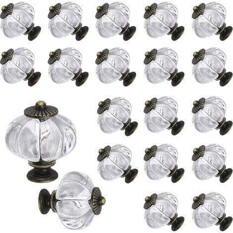 Set mit 20 transparenten Acryl-Kürbisknöpfen für Türen, Schränke, Schubladen, Kommoden, Kleiderschränke, Küchenmöbel oder Kinderzimmer
