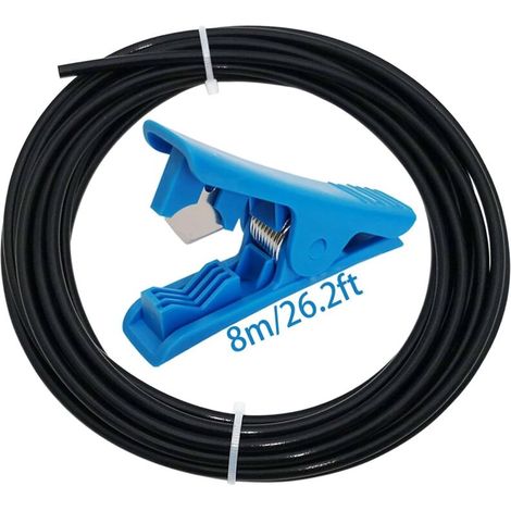 Tubo de guía de extrusión, tubo negro en téflón (8M/26,2 pies - 2 mm ID X 4 mm OD) + Coupe-Tube en PTFE Bleu para impresora 3D Creality Ender 3/Pro Ender 5 CR-10/10S 1,75 filamento