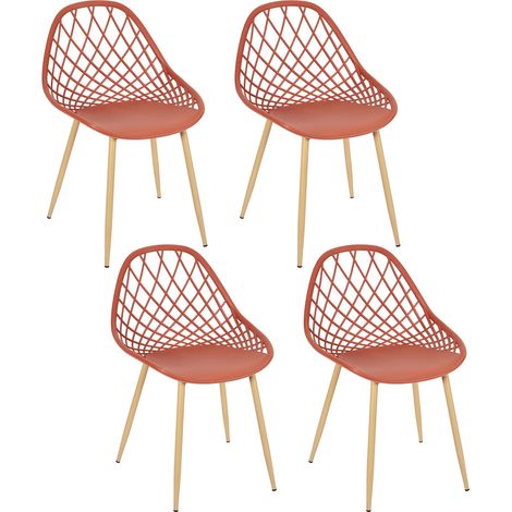Lot de 4 Chaises - HOME DECO FACTORY - Malaga - D'extérieur - Orange