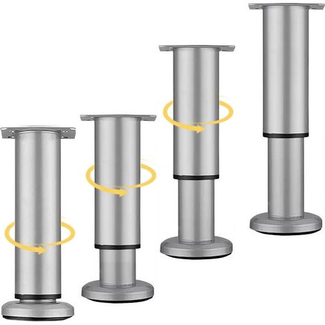 (4 Pièces) Pied de Meuble Reglable 18-30 cm Pied de Support de Meubles Pied Lit Réglable pour Meubles Tableaux Pied Meuble Reglable Hauteur(Gris) (1/5)