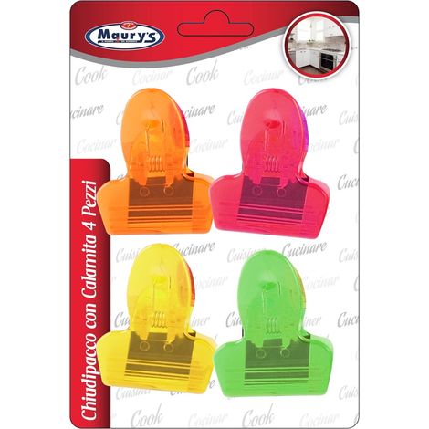 MAURY'S SET 4 CHIUDIPACCO CON CALAMITA IN COLORE ASSORTITO (1/2)