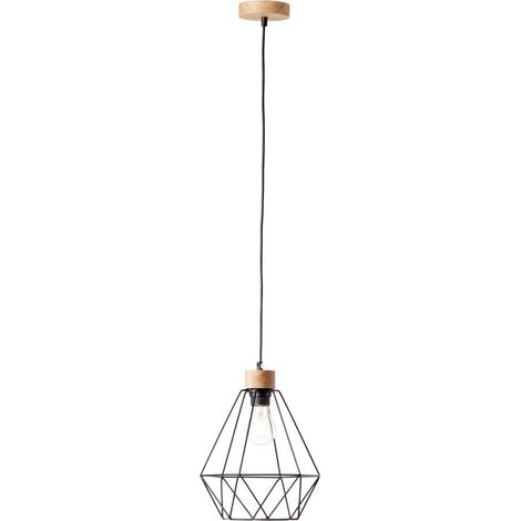 BRILLIANT lampe, suspension Drewno 25cm noir / couleur bois, 1x A60, E27, 25W, bois issu de la foresterie durable (FSC) (1/5)