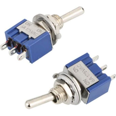 Packung mit 15 Wippschaltern, Mini-Wippschalter, AC 125V 6A EIN-AUS 3-poliger 2-Positionen-SPDT-Selbstverriegelungs-Wippschalter für Autoteile (Blau) (1/4)