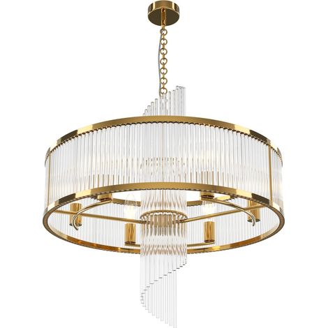 Maytoni Frame Lampadario moderno a sospensione cilindrico da 58 cm, oro, paralume in vetro 6xE14 (1/3)