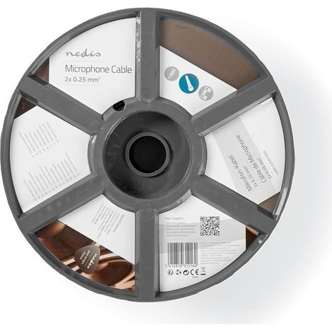 Cavo per microfono 2 x 025 mm rame 1000 m tondo pvc nero bobina