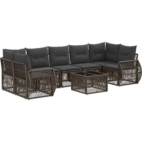 Conjunto de sofás de jardín 8 uds. Gris ratán sintético vidaXL (1/5)