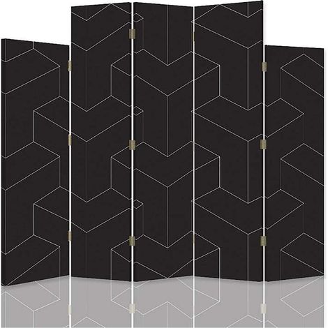 Paravent Design Géométrique Moderne 5 Panneaux Déco - 180 x 180 cm - 2 faces R° V° + rotation 360° (1/5)