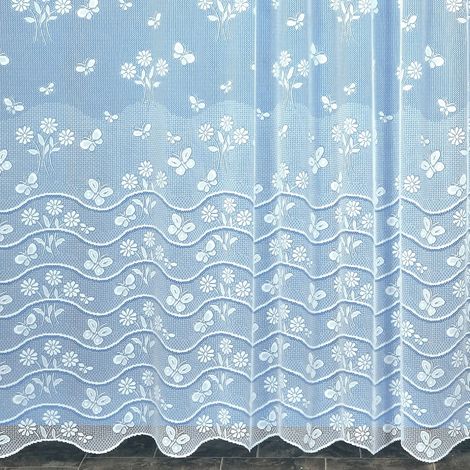 Panneau droit papillon en dentelle modulable avec ruban fronceur Blanc 175x180 cm