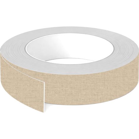 1x Bande de chant ABS sans colle 23 mm x 5 m épaisseur 0,8 mm facile à appliquer bricolage étagère meuble panneau plan de travail bois stratifié, Textile beige (1/3)