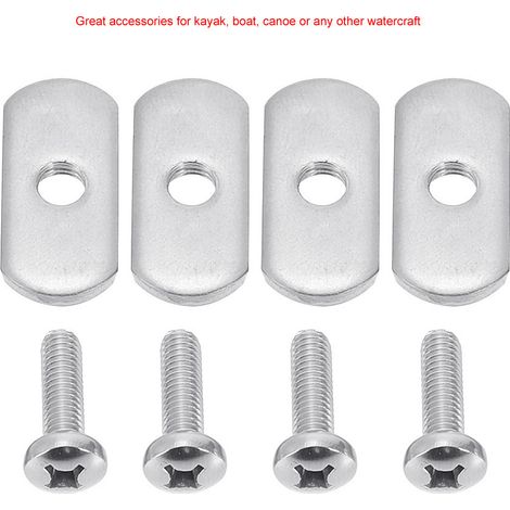 Tornillos y tuercas para riel de kayak de acero inoxidable 316, kit de reemplazo para montaje de kayak, accesorios para herramientas al aire libre para barcos, 4 piezas x M5 x 10 (1/4)
