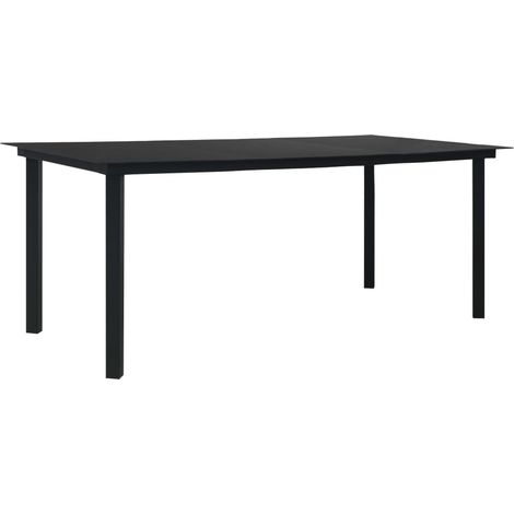 Garten-Esstisch Schwarz 190x90x74 cm Stahl und Glas (1/5)