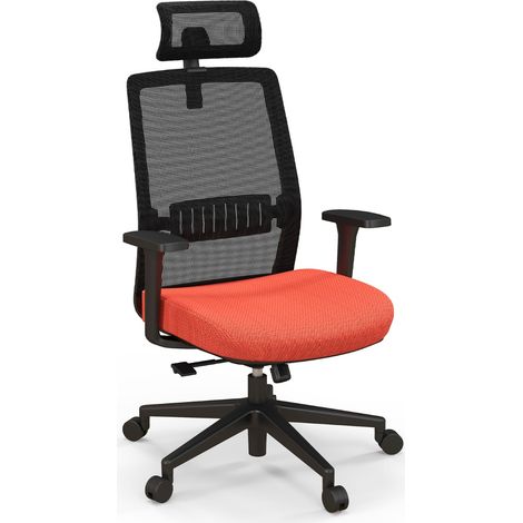 Sedia da ufficio regolabile in altezza con poggiatesta comfortevole, Sedia ergonomica con schienale traspirante Nero (1/5)