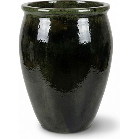 Provencelia Pflanzkübel Bacchus Ø36 cm Höhe 52 cm frostbeständig, keramisch, handgefertigt, Schwarz-grün (1/4)