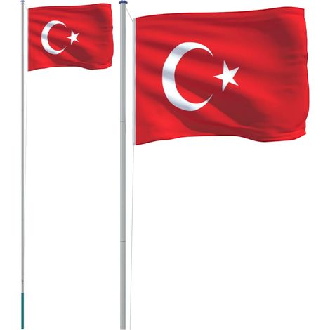 Drapeau de la Turquie et mât 6,23 m Aluminium CFW804139