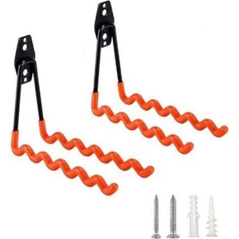 Crochet Rangement Garage, Lot de 2 Crochets Muraux Robustes avec Revêtement Antidérapant, Crochets Ondulés, pour Pelles,Vélos,Outils,Cordes, Tondeuses à Gazon et Plus Encore (1/5)