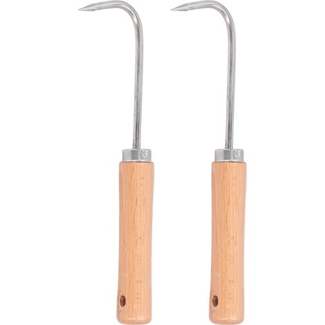 Lot de 2 crochets pour racines de bonsaï en acier inoxydable, outils de jardinage avec manche en bois, 1 griffe, 240 mm