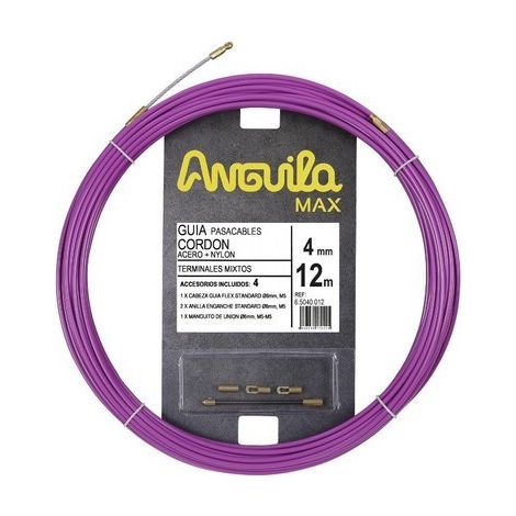 Pasacables ANGUILA MAX 4mm acero / nylon 12m lila