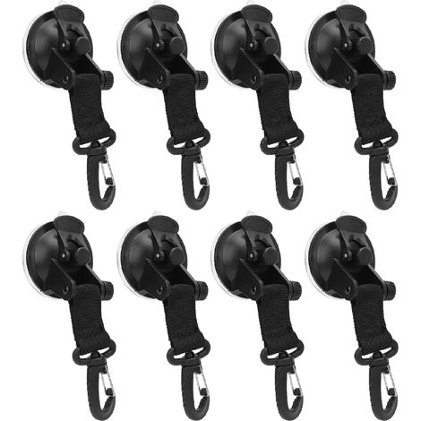 Heavy-Duty Suction Cup Hooks, 8 Pieces, High-Grip Non-Slip Base, 22 lb Load Capacity, Reusable for Camping Boat Storage (1/5)