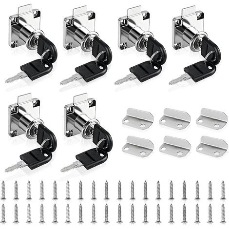 Cabinet Locks with Key, 22mm Furniture Lock with Key, Stainless Steel, Silver, Cabinet Lock/Locker, Screw Lock for Cabinet, Drawers, Furniture (1/5)