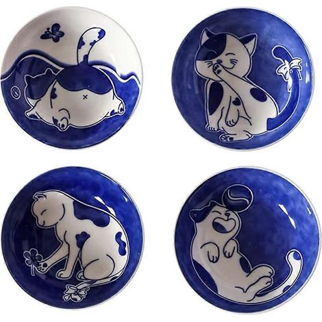 Keramik-Saucenschälchen mit Katzenmotiv – Sushi-Teller im japanischen Stil, niedliche Cartoon-Figur