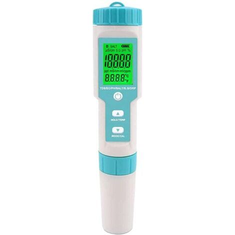 Testeur de salinité et pH numérique 5 en 1 – Mesure salinité, pH, TDS, EC, température – Pour piscines et spas d'eau salée (1/3)