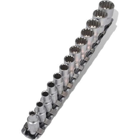 Trade Shop - Juego 13 Llaves Torx Miller Pz 1/4" 4-14mm Escalada Strip Clip -