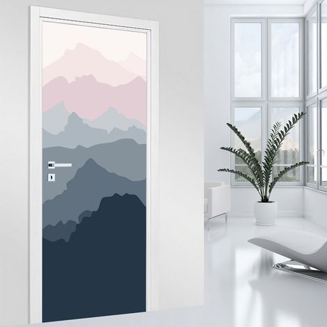 Stickers pour porte - Montagne boho - 63 x 205 cm - Adhésif MAT (1/2)