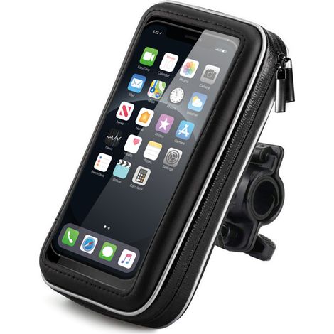Funda para teléfono con soporte para manillar de bicicleta, motocicleta, scooter, color negro. (1/5)