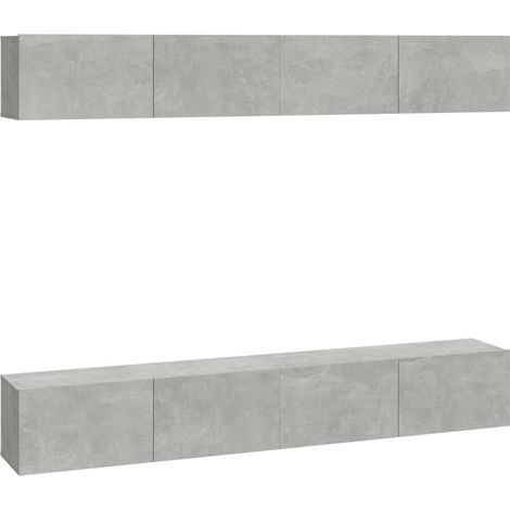 Mobile TV a parete scaffale per televisione multimediale televisione buffet sala da pranzo soggiorno camera da letto 4 pezzi 100 x 30 x 30 cm grigio 020029053