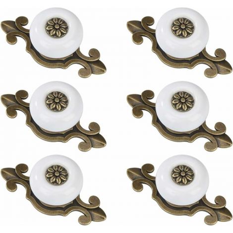 6pcs White Copper Cabinet Knobs Ceramic Drawer Knobs Vintage Furniture Knob with Alloy Screws for Furniture Pulls (1/5)