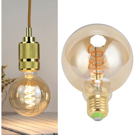 Ampoule LED à filament flexible dimmable, spirale simple, style rétro, culot E27, 4 W, lumière chaude, 110 V, couleur or (1/5)
