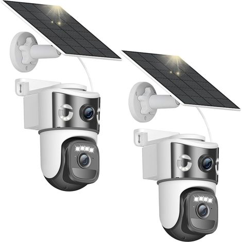 8MP Caméra de Surveillance WiFi Extérieure Sans Fil,Double Objectif Camera Extérieur Solaire avec Panneau,355° PTZ,Vision Nocturne,Suivi Automatique,Audio Bidirectionnel,PIR Détection Humaine,2 Pack (1/5)