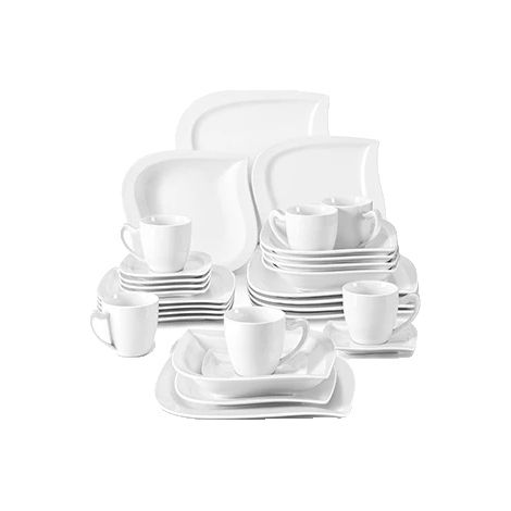 Vajilla de porcelana para 6/12 personas, blanca. (1/2)