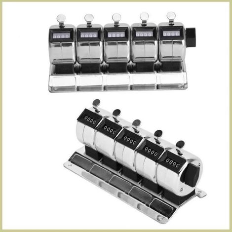 Compteur Mécanique en Acier Inoxydable, Arithmomètre Mécanique à 4 Chiffres, 5 Unités (1/4)