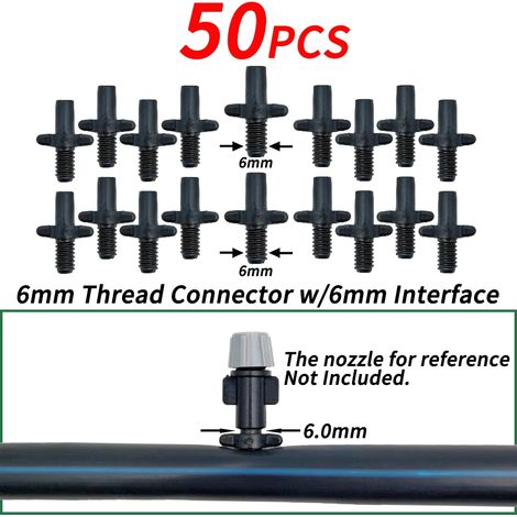 (K-50PCS-1/4'') Raccord cannelé 1/4'' pour tuyau d'arrosage 4/7 mm, micro-débit, arrosage goutte à goutte, connecteurs droits (1/5)