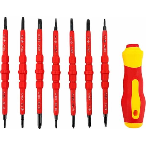 Ensemble de tournevis électrique isolé 7pcs multifonctionnel 14 en 1 kit d'outils de réparation d'électricien en alliage in (1/4)