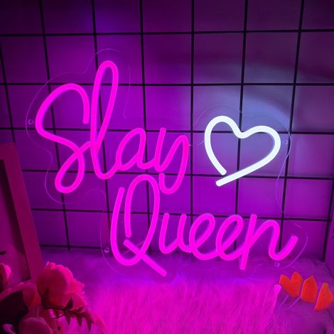 Enseigne néon « Slay Queen », enseigne LED à intensité variable pour chambre à coucher – Style « Preppy Girl » – Idée cadeau néon pour filles (1/5)