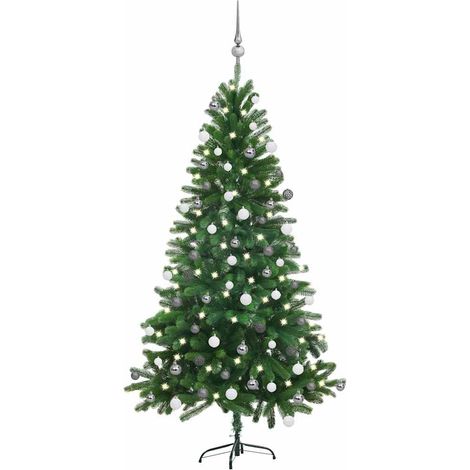 vidaXL Künstlicher Weihnachtsbaum mit Beleuchtung & Kugeln 150 cm Grün (1/5)