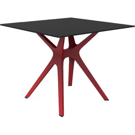 Table carrée 90x90 Vela S Resol bois plastique rouge noir (1/5)