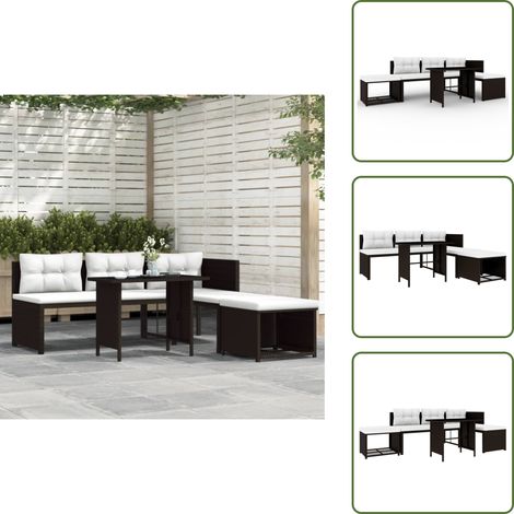 Divano da patio - vidaXL Set Divani da Giardino 4 pz in Polyrattan Marrone - Divano in rattan