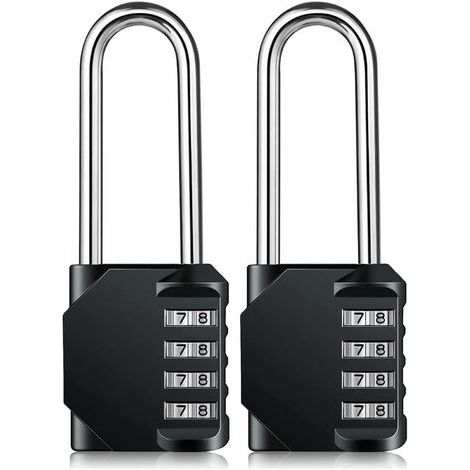 Cadenas à combinaison robuste – Cadenas résistant aux intempéries, verrou réinitialisable, anse de 6,3 cm de long en alliage de zinc à 4 chiffres, 2Pcs