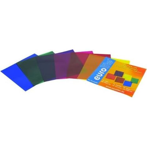 Lot de 6 films colorés pour piscine - 19x19 cm - Polyester résistant - Transformation lumière ambiance - Pour projecteurs PAR-56 - Multicolore