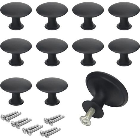 Bouton De Meuble - Bouton De Tiroir En Acier Inoxydable - Noir - 30 Mm - Pour Armoire Commode Placard - 10 Pièces (1/4)