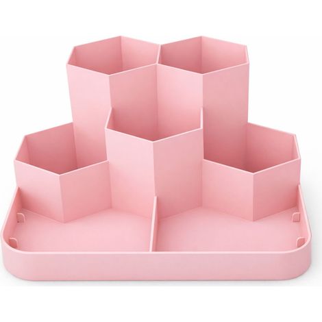 Organizer da scrivania rosa con 7 scomparti per accessori (1/3)