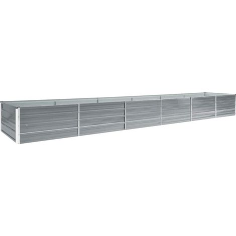 Garden Raised Bed Galvanised Steel 480x80x45 cm Grey vidaXL