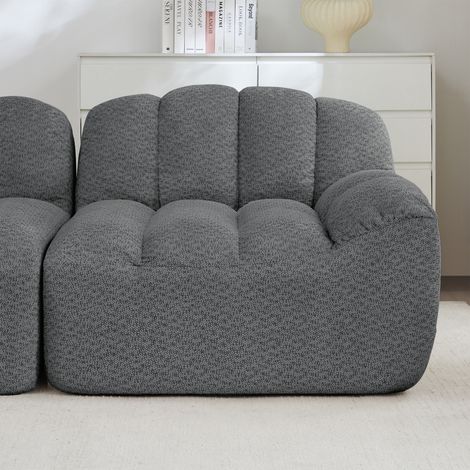Canapé modulaire 2 places en forme de coquille, coussins profonds, gris, pour salon et appartement, sans montage requis, prêt à l'emploi. (1/5)