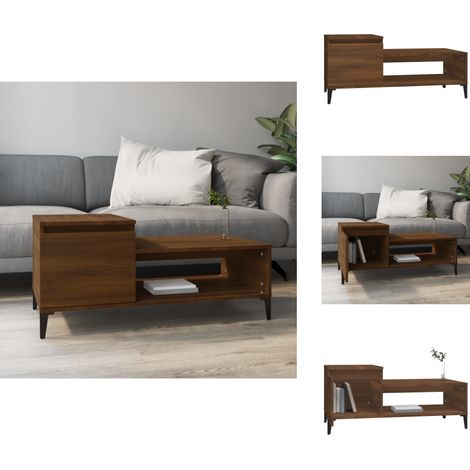 Table basse Chêne marron 100x50x45 cm Bois d'ingénierie - Table Basse - Meuble Salon - Table D'appoint - Rangement - Design Moderne (1/5)