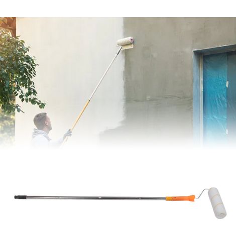 Manche à peinture extensible telescopique avec roller 9 pouces - Kit de manche démontable pour peinture de coins et plafonds - 1.2m stainless steel 4 pièces + roller brush